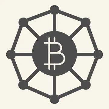 Blockchain world solid icon. Cryptocurrency network vector illustration isolated Illustrazione stock