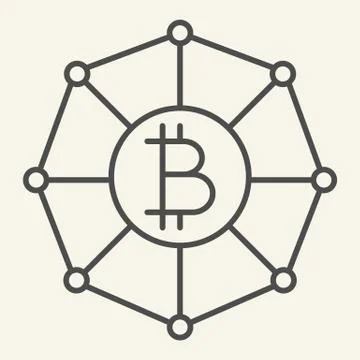 Blockchain world thin line icon. Cryptocurrency network vector illustration Stock Illustration