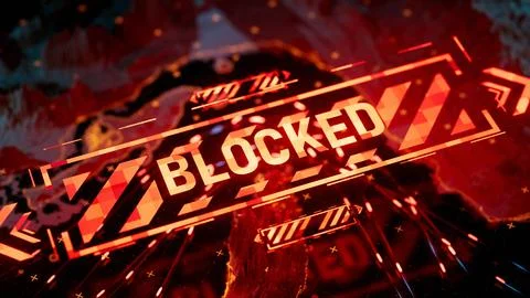 Blocked Access Alert: Red Digital Security Warning Sign Stock Illustration