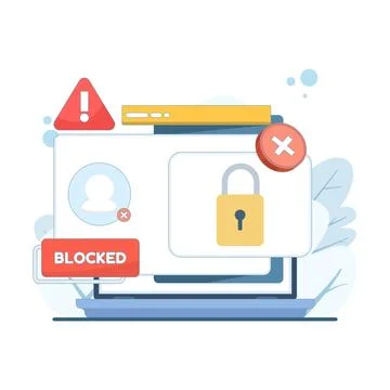 Blocked account illustration with hacker attack and ransomware concept Stock Illustration