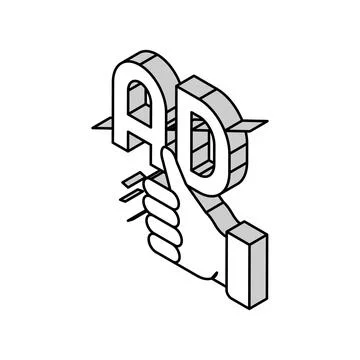 Blocked ad and hand gesturing good isometric icon vector illustration Stock Illustration