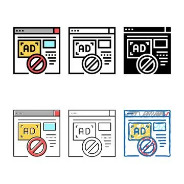 Blocked ads web series site color icon vector Stock Illustration