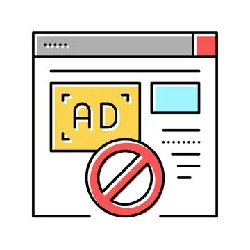 Blocked ads web site color icon vector illustration Stock Illustration