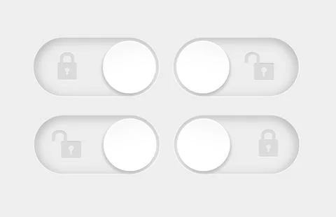 Blocked and unlocked toggle switch buttons. Material design switch buttons set Illustrazione stock