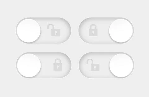 Blocked and unlocked toggle switch buttons. Material design switch buttons set Illustrazione stock