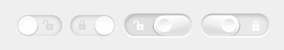 Blocked and unlocked toggle switch buttons. Material design switch buttons set Illustrazione stock