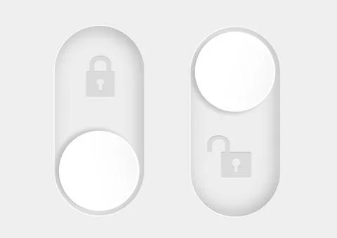 Blocked and unlocked toggle switch buttons. Material design switch buttons set Illustrazione stock