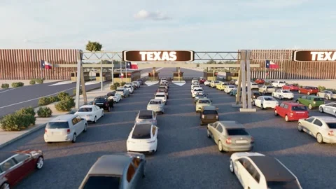 Blocked border crossing between Texas and Mexico. Stock Footage 263582202