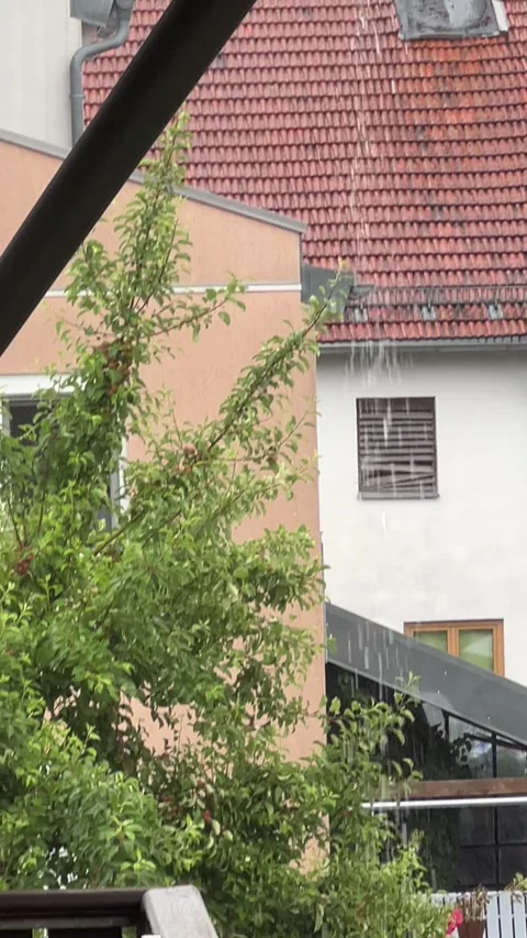 Blocked gutter runs over Stock Footage 290957916