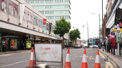 Blocked high street Stock Footage 40525835