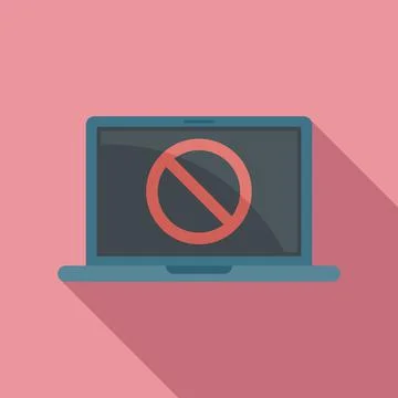 Blocked laptop icon flat vector. Block data Illustrazione stock