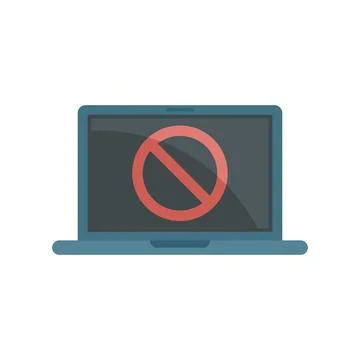 Blocked laptop icon flat vector. Block data イラスト素材