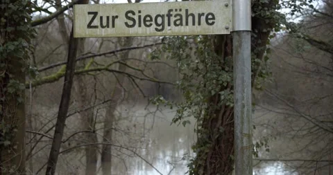 A blocked off road due to flood Stock Footage 147749375