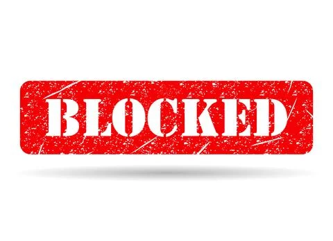 Blocked stamp symbol shadow, label sticker sign button, text banner vector il Illustrazione stock