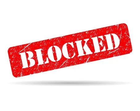 Blocked stamp symbol shadow, label sticker sign button, text banner vector il Illustrazione stock