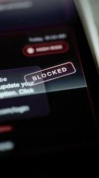 Blocked status overlay on phishing message Stock Photos