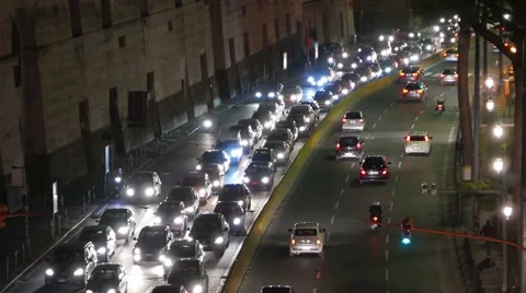 Blocked traffic inside of Rome Stock Footage 44213119