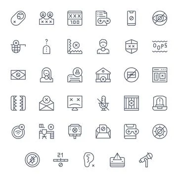 Blocked Ultimate Vector Package with 35 256x256 Regular Line Grid Fitted Icon Stock Illustration