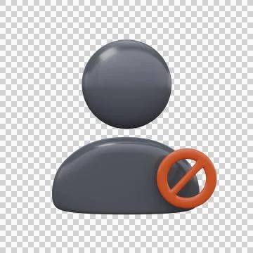 Blocked user icon. 3D render. Stock Illustration
