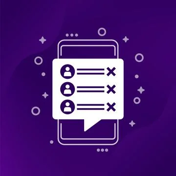 Blocked users list vector icon with mobile phone 스톡 일러스트