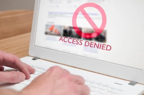Blocked web page icon on a computer screen Stock Photos