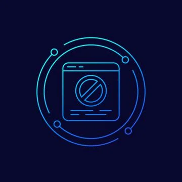 Blocked web page icon, website blocking linear design Stock Illustration