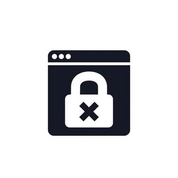 Blocked website icon, no access to a web page, vector pictogram on white Stock Illustration