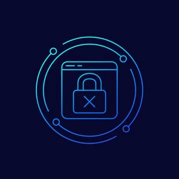 Blocked website icon, web page blocking linear design Stock Illustration