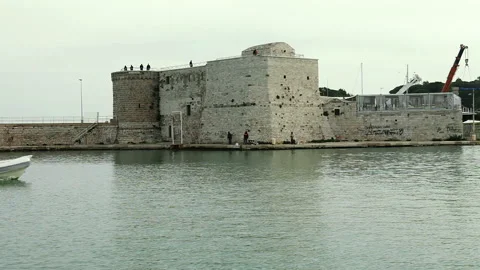 Blockhouse of the port of Trani Stock Footage 131036029