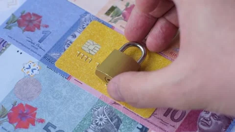 Blocking of a bank debit card, account, or bill, fraud, or bankruptcy. Blocking  Stock Footage 340641016