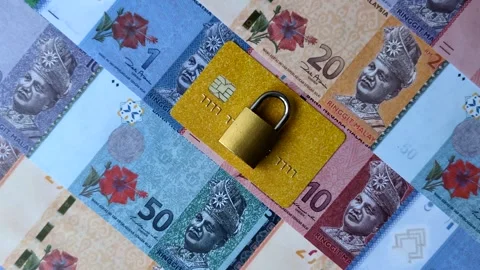 Blocking of a bank debit card, account, or bill, fraud, or bankruptcy. Blocking  Stock Footage 340641273