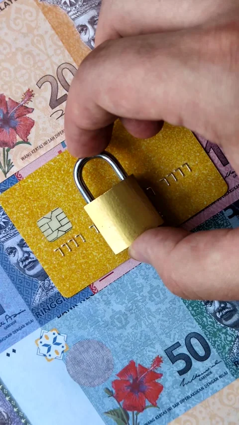 Blocking of a bank debit card, account, or bill, fraud, or bankruptcy. Blocking  Stock Footage 340641306