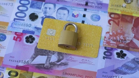 Blocking of a bank debit card, account, or bill, fraud, or bankruptcy. Blocking  Stock Footage 340918314