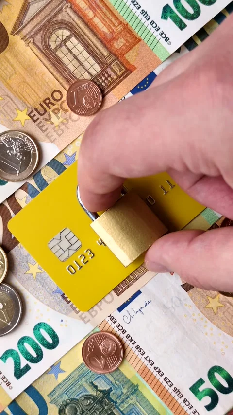 Blocking of a bank debit card, account, or bill, fraud, or bankruptcy. Blocking  Stock Footage 341829395