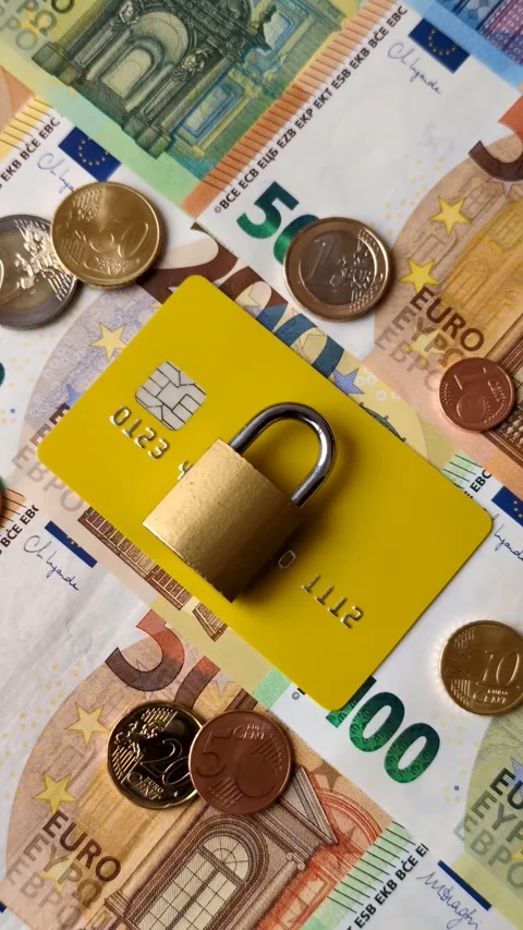 Blocking of a bank debit card, account, or bill, fraud, or bankruptcy. Blocking  Stock Footage 341829398