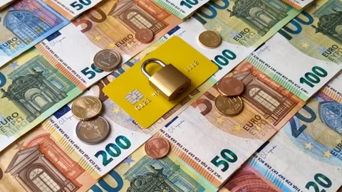 Blocking of a bank debit card, account, or bill, fraud, or bankruptcy. Blocking  Stock Footage 341829400