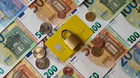 Blocking of a bank debit card, account, or bill, fraud, or bankruptcy. Blocking  Stock Footage 341829401