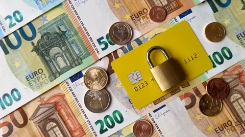 Blocking of a bank debit card, account, or bill, fraud, or bankruptcy. Blocking  Stock Footage 341829405