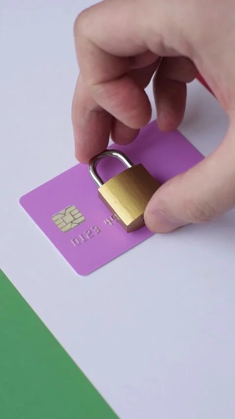 Blocking of a bank debit card, account, or bill, fraud, or bankruptcy. Blocking  Stock-Footage 345362379