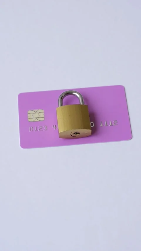 Blocking of a bank debit card, account, or bill, fraud, or bankruptcy. Blocking  Stock-Footage 345362380