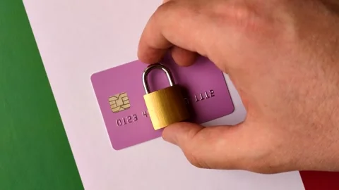 Blocking of a bank debit card, account, or bill, fraud, or bankruptcy. Blocking  Stock-Footage 345362607