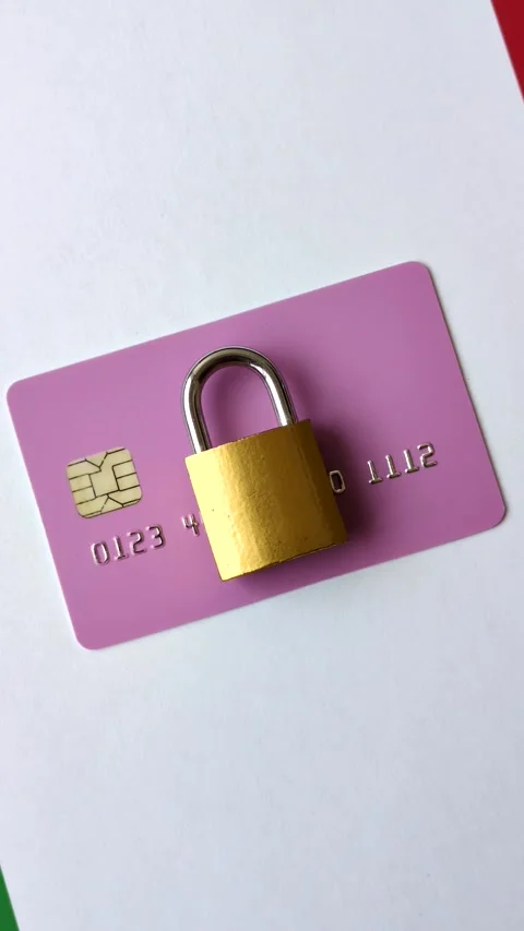 Blocking of a bank debit card, account, or bill, fraud, or bankruptcy. Blocking  Stock-Footage 345362614