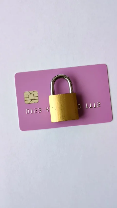 Blocking of a bank debit card, account, or bill, fraud, or bankruptcy. Blocking  Stock-Footage 345362616