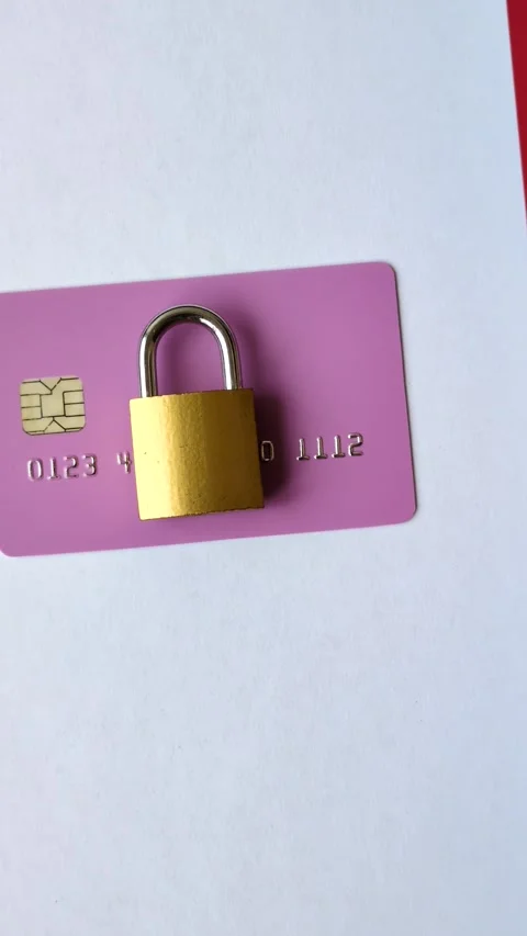 Blocking of a bank debit card, account, or bill, fraud, or bankruptcy. Blocking  Stock-Footage 345362618