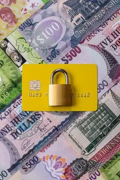 Blocking of a bank debit card, account, or bill, fraud, or bankruptcy. Blocki Stock Photos