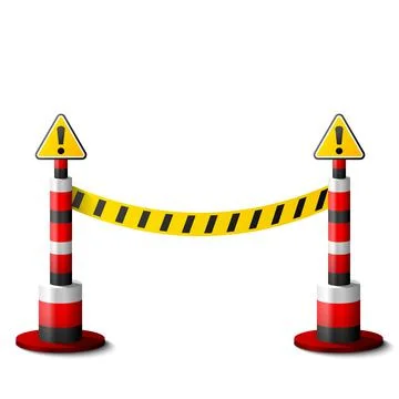 Blocking bollards with attention signs Stock Illustration