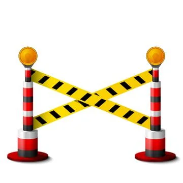 Blocking bollards with road warning lights Stock Illustration