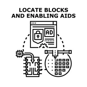 Blocking digital ads and enabling software aids Stock Illustration