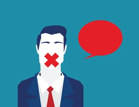 Blocking freedom to talk or comment. Closed freedom talking. Business concept Stock Illustration