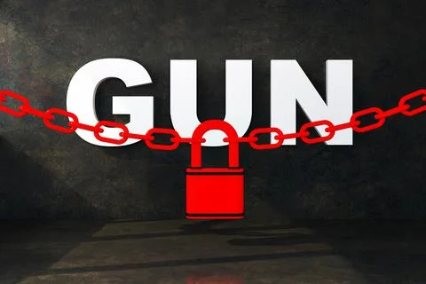 Blocking gun with chain lock Stock Illustration